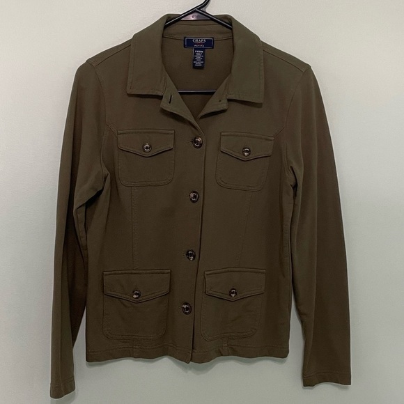 Chaps Jackets & Blazers - Chaps by Ralph Lauren Olive green button down jacket Petite/Medium